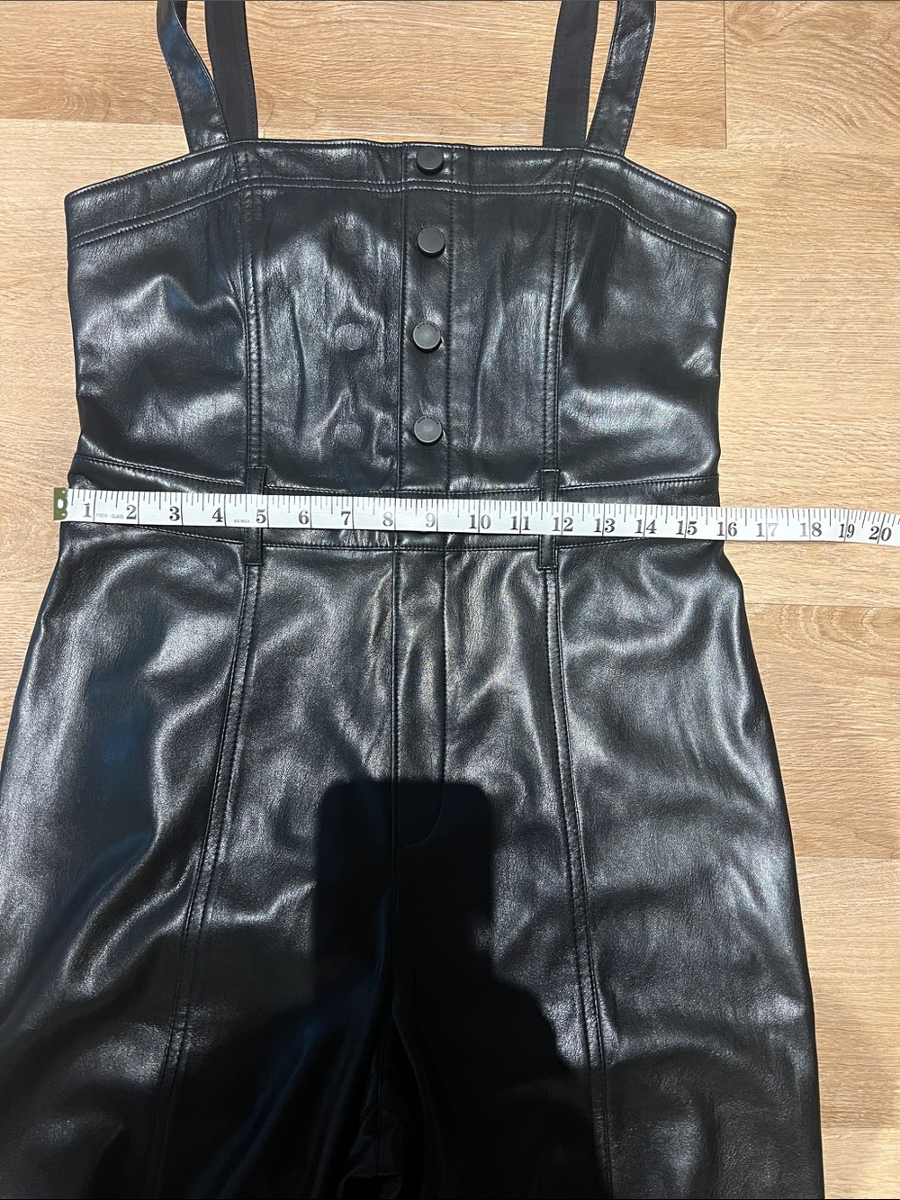 Alice + Olivia Black Linette Vegan Leather Jumpsuit 29 inch inseam - Picture 10 of 10